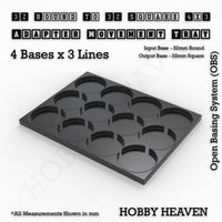 Round to Square Movement Trays Adapters for Tabletop Games
