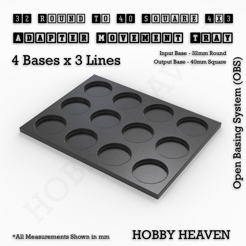 Round to Square Movement Trays Adapters for Tabletop Games