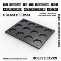 Round to Square Movement Trays Adapters for Tabletop Games
