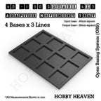 CGI render of the 40 to 50 mm square adapter, 4 × 3 formation, with 12 seats for 40 mm square bases.