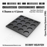 Round to Square Movement Trays Adapters for Tabletop Games
