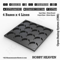 Round to Square Movement Trays Adapters for Tabletop Games
