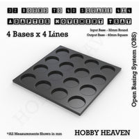 Round to Square Movement Trays Adapters for Tabletop Games
