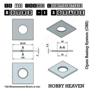 Round to Square Bases Shape and Size Converters 3d Print Full Range