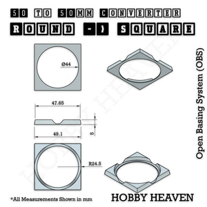 Round to Square Bases Shape and Size Converters 3d Print Full Range