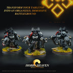 Image: Exquisitely painted 50mm round bases with stunning infantry models - showcasing intricate details, vibrant colors, and lifelike textures