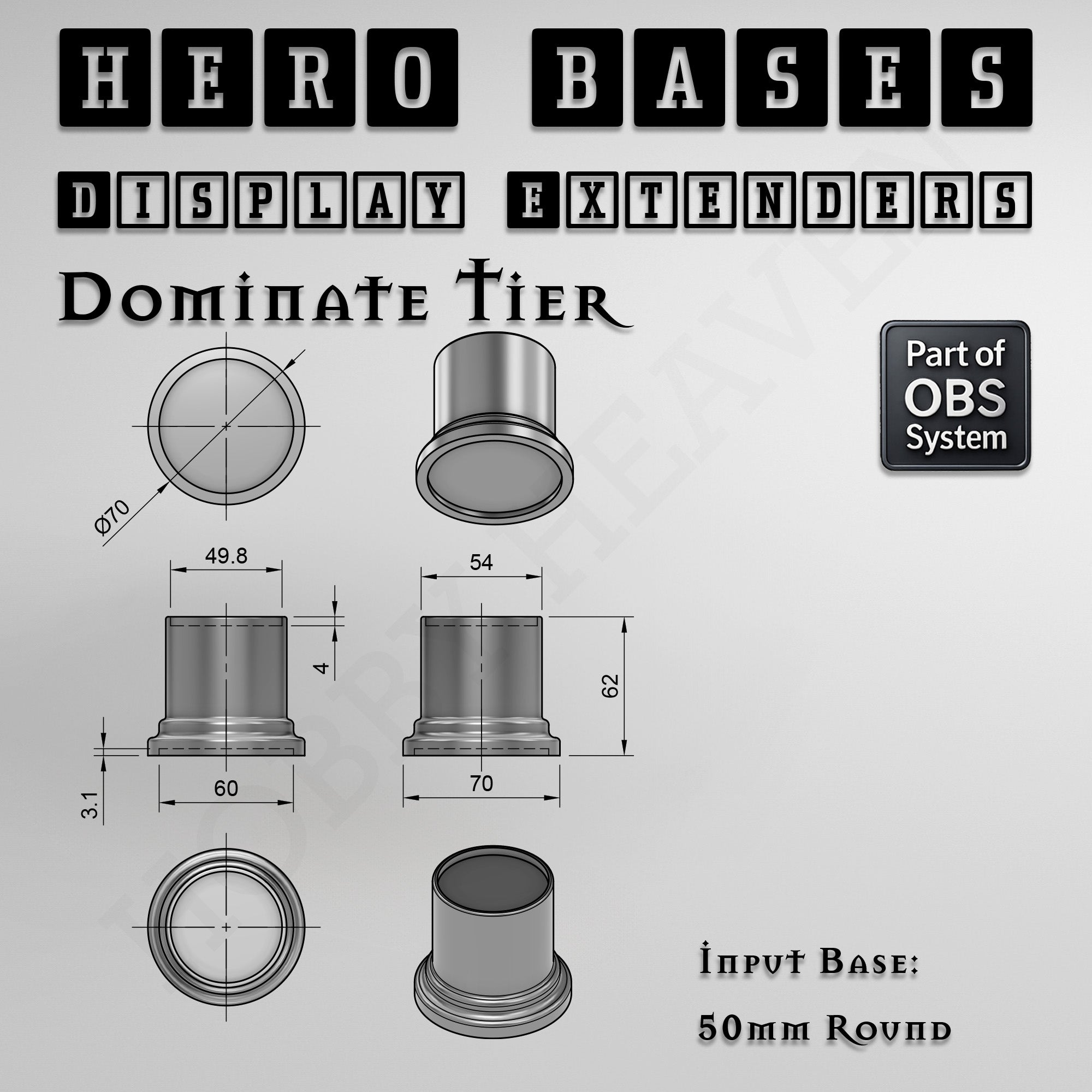 Hero Bases Display Extenders | Round and Ovals | Convert Gaming Bases to Display Bases & Plinths