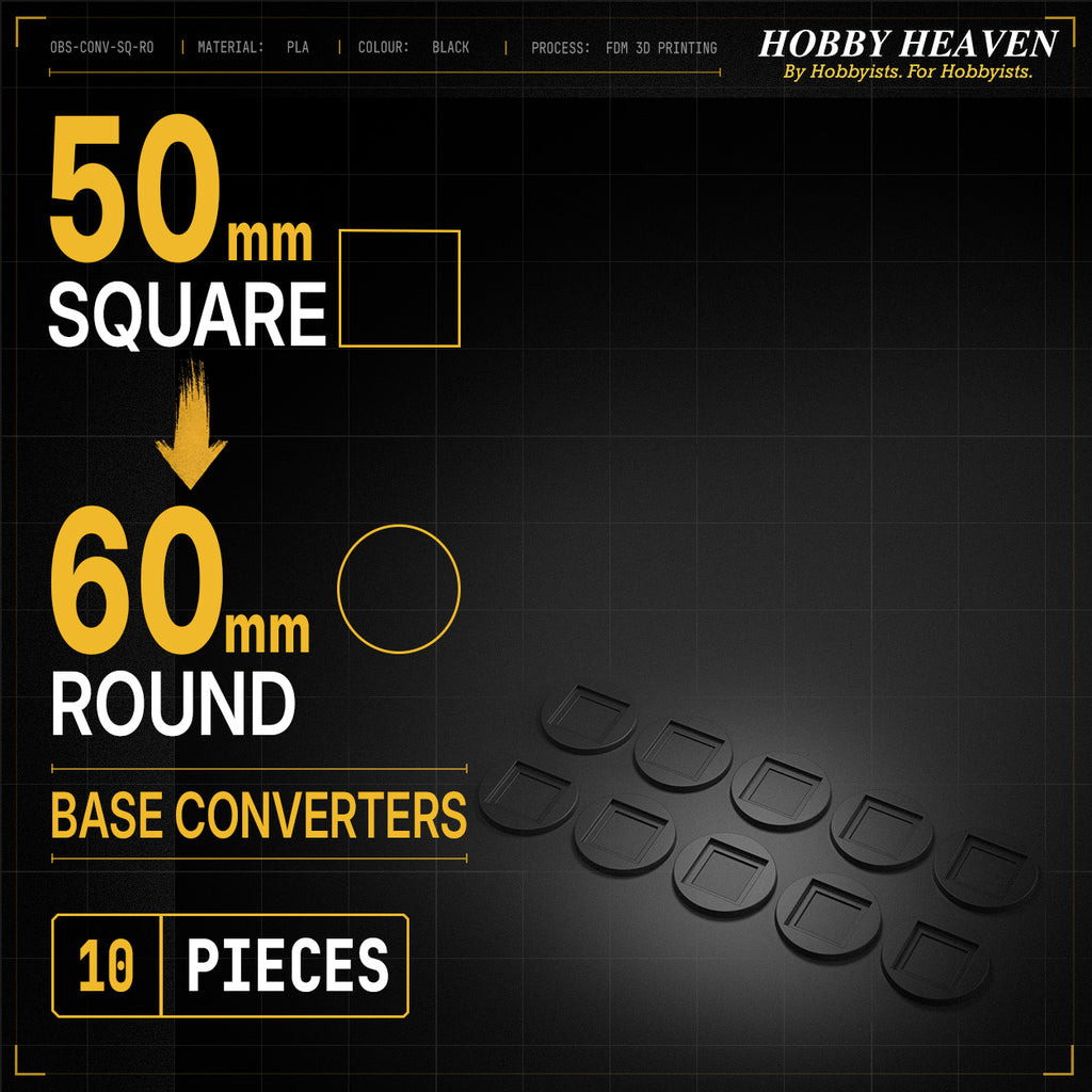 Square to Round Base Converters 3D Print Full Range