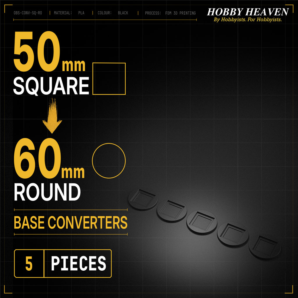 Square to Round Base Converters 3D Print Full Range