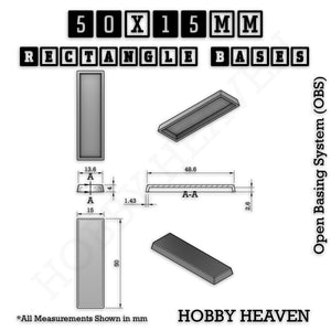 Rectangle Bases Range Sizes - 20x15mm to 75x25mm Small Sizes 3d Print Full Range Tabletop Games