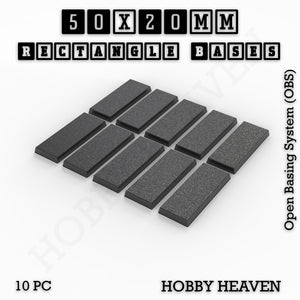 Rectangle Bases Range Sizes - 20x15mm to 75x25mm Small Sizes 3d Print Full Range Tabletop Games