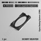 A single converter that gives a 50x25mm oval base a 50x25mm rectangular footprint, shown alone.