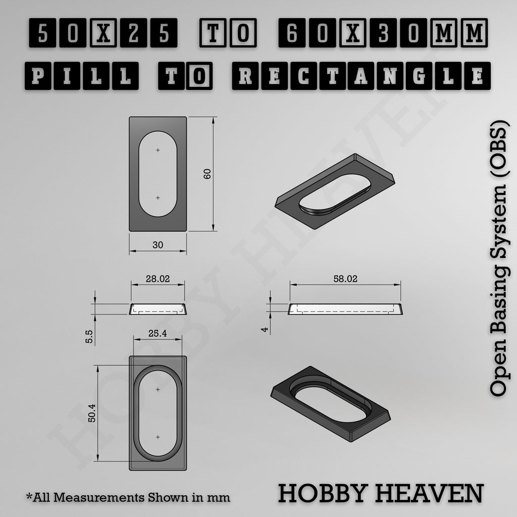Wargaming Oval to Rectangle Base Converters – Tabletop Games | 3D Printed Tabletop Accessories