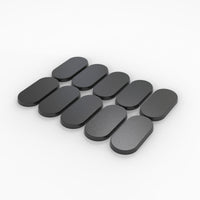  50x25mm pill-shaped black bases, 3D printed in PLA, ideal for tabletop wargames.
