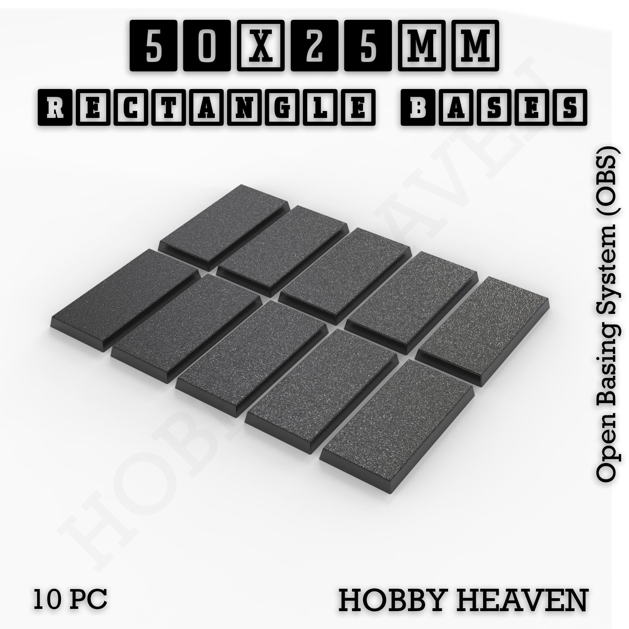 Rectangle Bases Range Sizes - 75x30mm to 125x40mm Medium Sizes 3d Print Full Range Tabletop Games