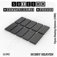 Rectangle Bases Range Sizes - 20x15mm to 75x25mm Small Sizes 3d Print Full Range Tabletop Games
