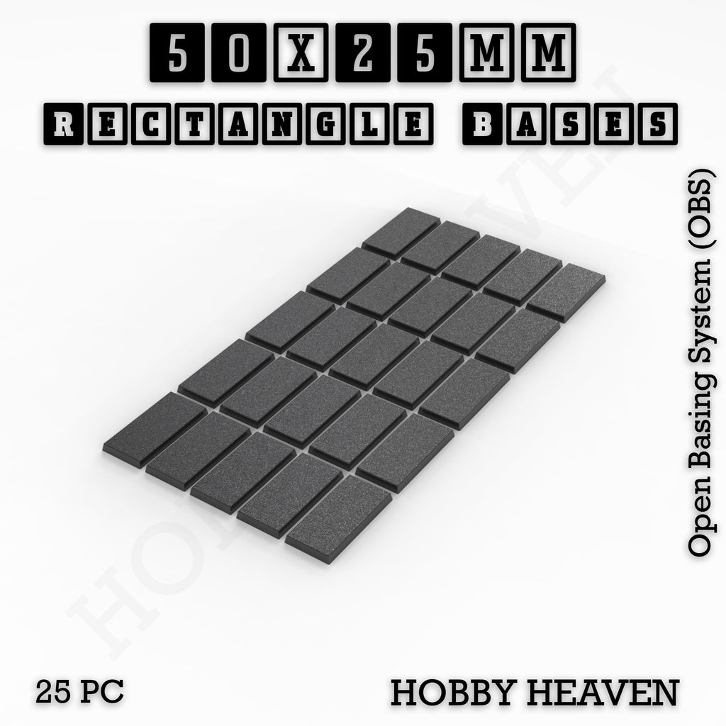 Rectangle Bases Range Sizes - 75x30mm to 125x40mm Medium Sizes 3d Print Full Range Tabletop Games