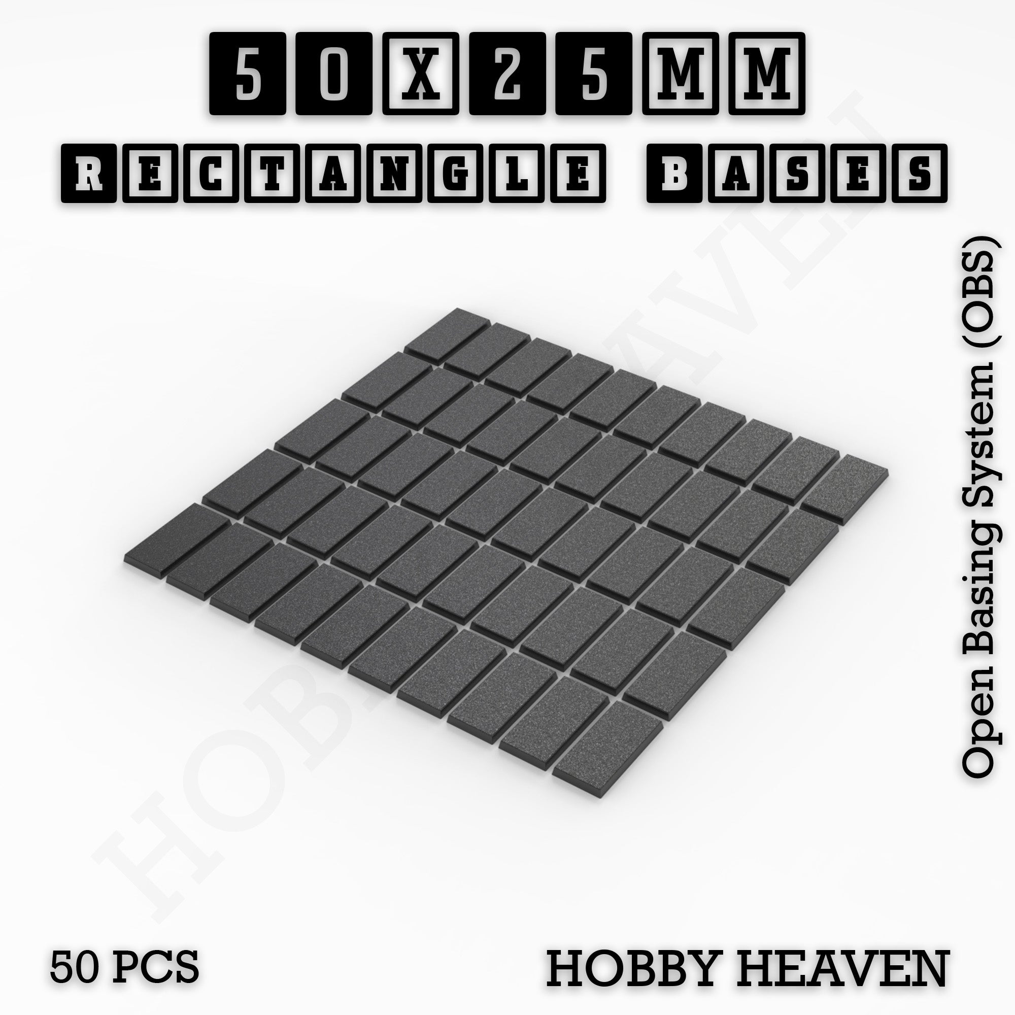 Rectangle Bases Range Sizes - 75x30mm to 125x40mm Medium Sizes 3d Print Full Range Tabletop Games
