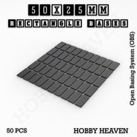 Rectangle Bases Range Sizes - 20x15mm to 75x25mm Small Sizes 3d Print Full Range Tabletop Games
