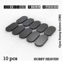 50x25mm Pill Plain Black PLA Plastic Bases 3d Print
