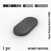 50x25mm Pill Plain Black PLA Plastic Bases 3d Print
