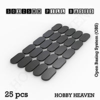 50x25mm Pill Plain Black PLA Plastic Bases 3d Print
