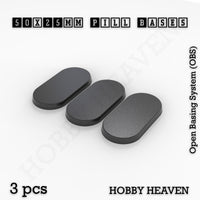 50x25mm Pill Plain Black PLA Plastic Bases 3d Print
