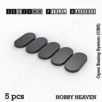 50x25mm Pill Plain Black PLA Plastic Bases 3d Print
