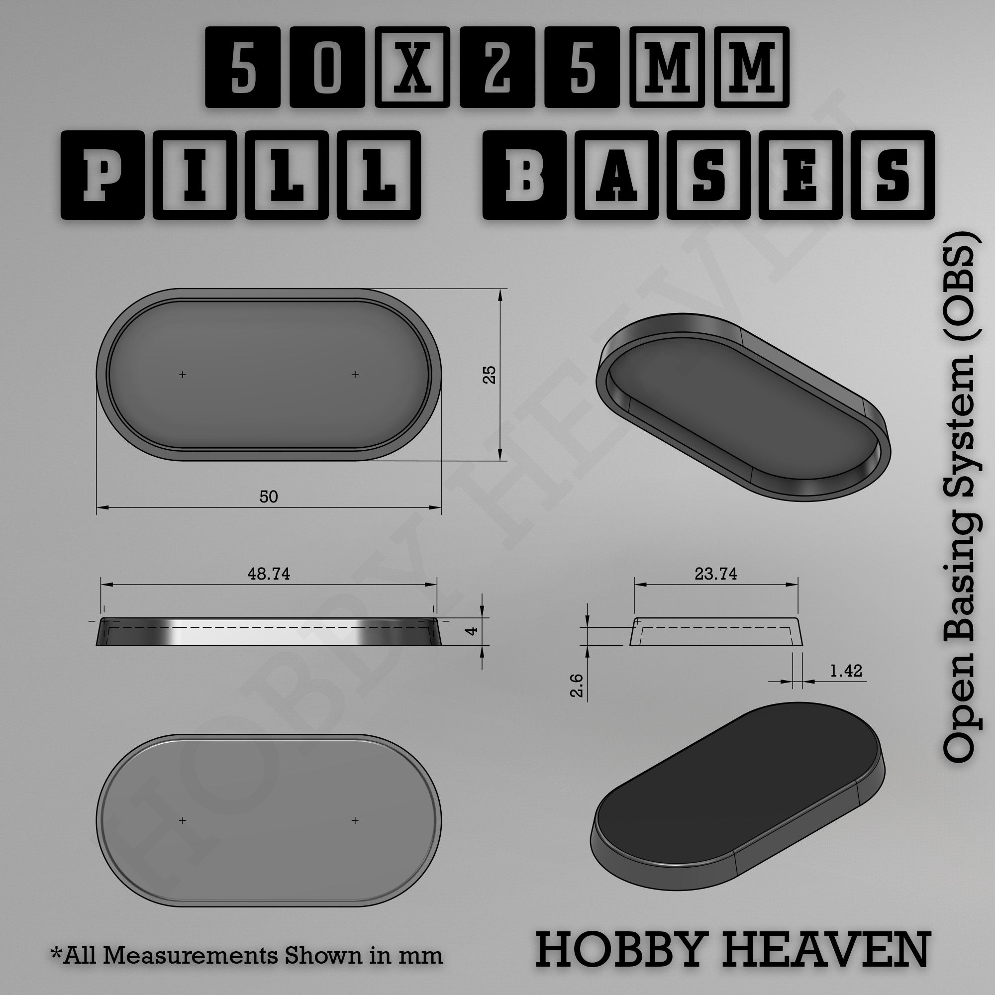 Pill Bases Range - 3d Print Full Range Tabletop Games