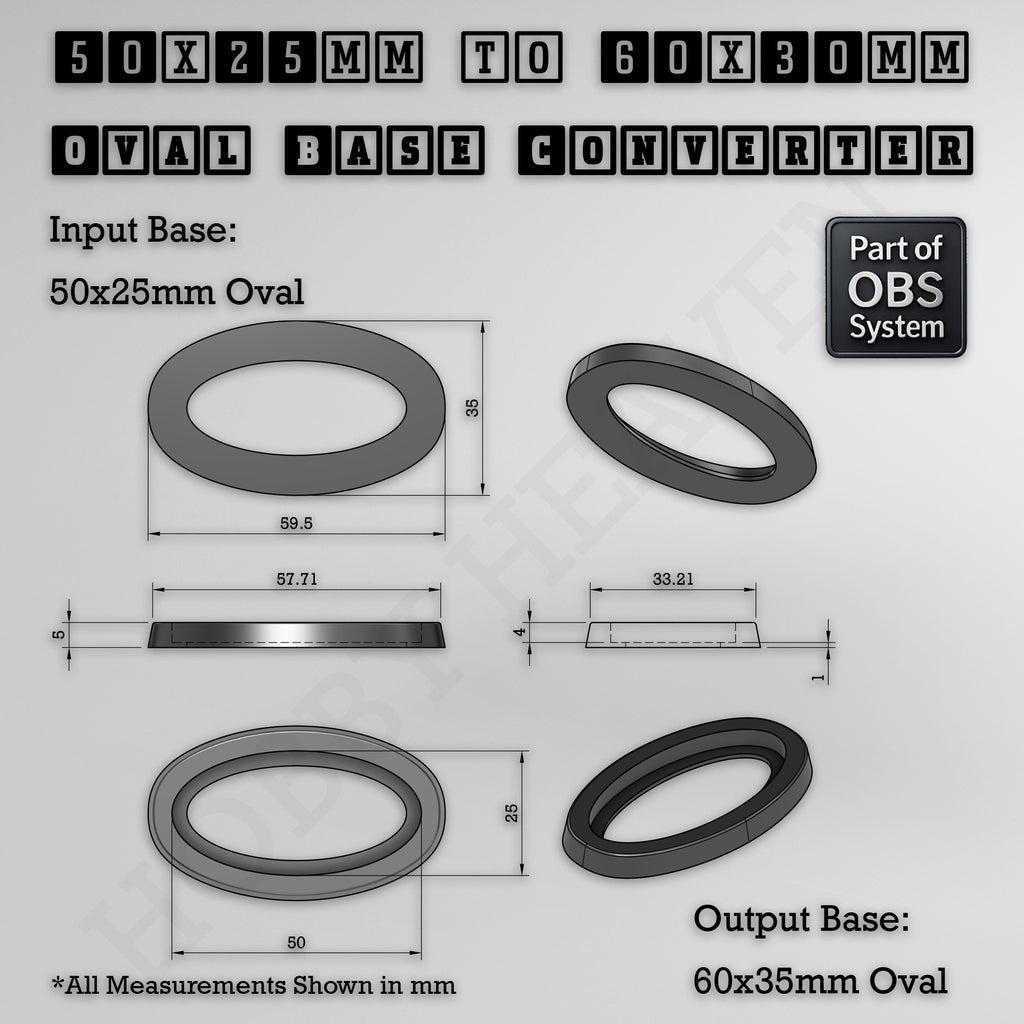 Oval To Oval Bases Size Converters 3d Print Full Range