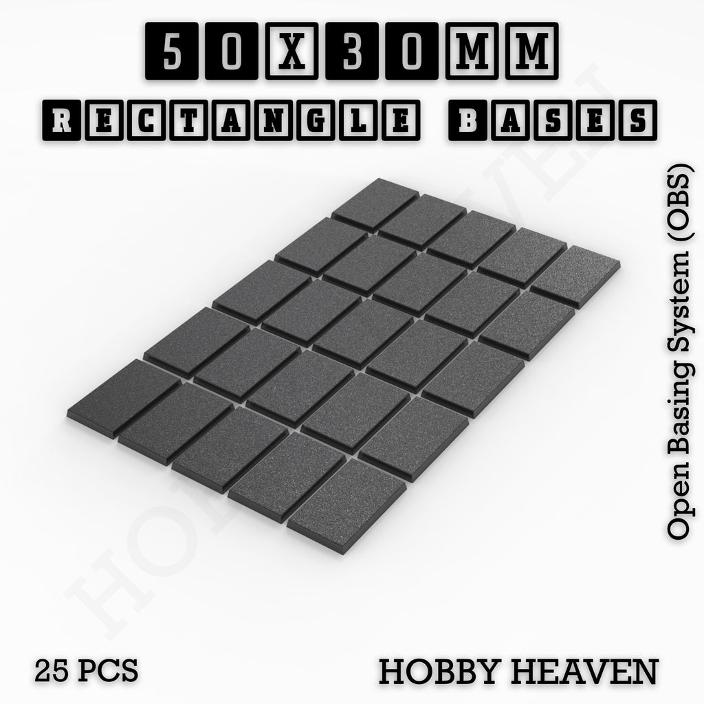Rectangle Bases Range Sizes - 75x30mm to 125x40mm Medium Sizes 3d Print Full Range Tabletop Games