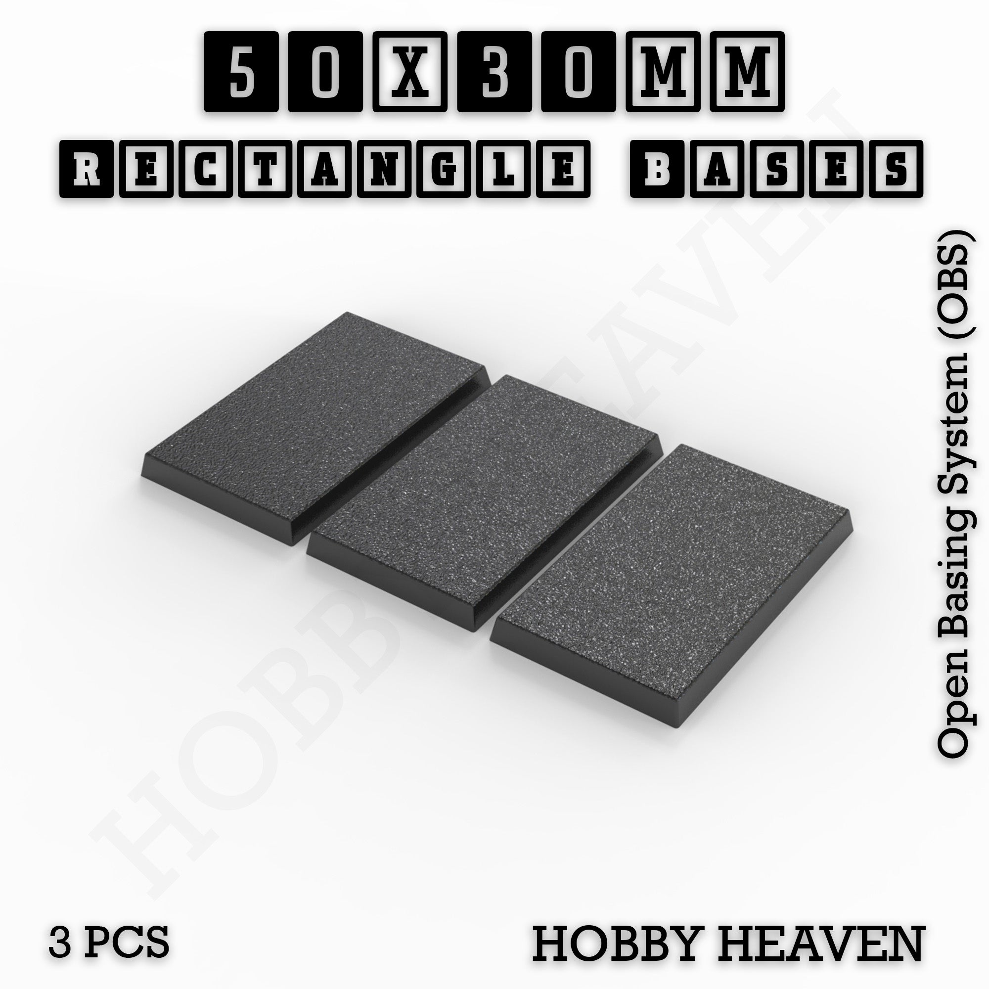 Rectangle Bases Range Sizes - 75x30mm to 125x40mm Medium Sizes 3d Print Full Range Tabletop Games