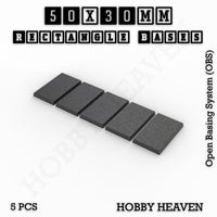 Rectangle Bases Range Sizes - 20x15mm to 75x25mm Small Sizes 3d Print Full Range Tabletop Games
