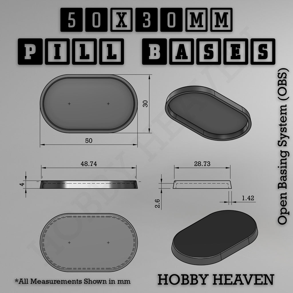 Pill Bases Range - 3d Print Full Range Tabletop Games
