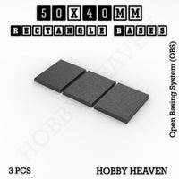 Rectangle Bases Range Sizes - 20x15mm to 75x25mm Small Sizes 3d Print Full Range Tabletop Games
