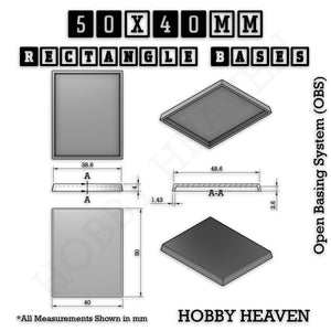 Rectangle Bases Range Sizes - 20x15mm to 75x25mm Small Sizes 3d Print Full Range Tabletop Games