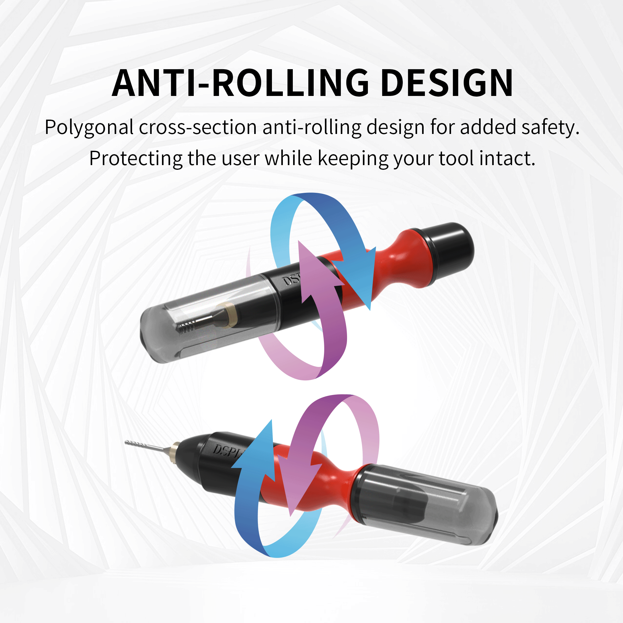 PT-HD anti-rolling polygonal cross-section shown with and without cap attached