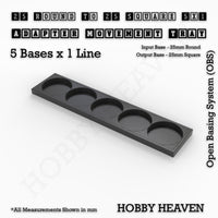 Round to Square Movement Trays Adapters for Tabletop Games
