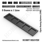 CGI render of the 30 to 40 mm square adapter, 5 × 1 formation, with 5 seats for 30 mm square bases.