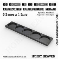 Round to Square Movement Trays Adapters for Tabletop Games
