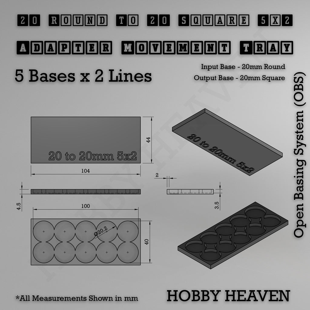 Round to Square Movement Trays Adapters for Tabletop Games