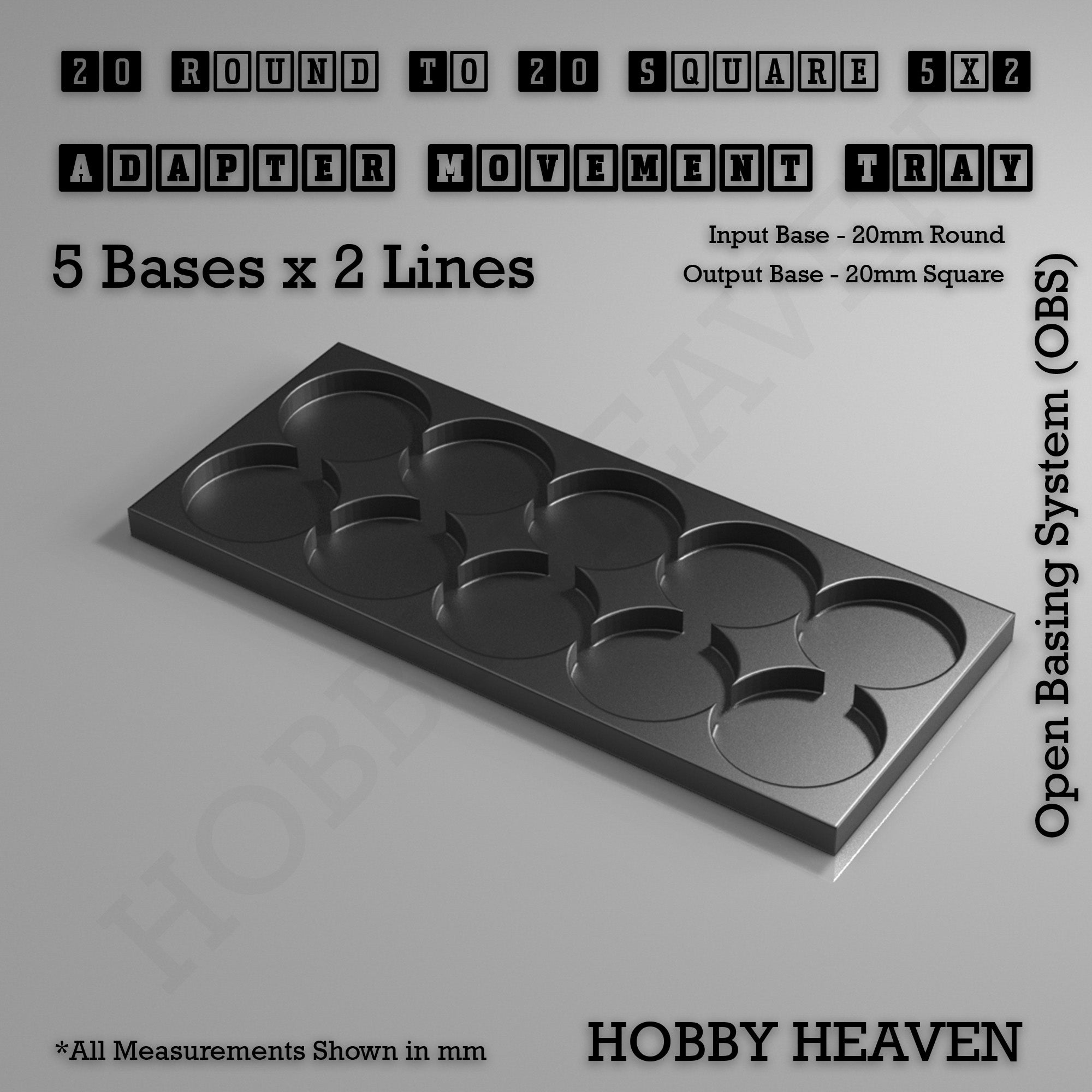 Round to Square Movement Trays Adapters for Tabletop Games