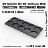 Round to Square Movement Trays Adapters for Tabletop Games
