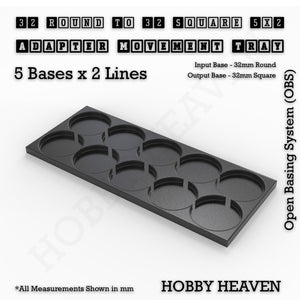 Round to Square Movement Trays Adapters for Tabletop Games