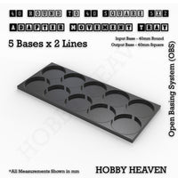 Round to Square Movement Trays Adapters for Tabletop Games
