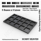 CGI render of the 20 to 25 mm square adapter, 5 × 3 formation, with 15 seats for 20 mm square bases.