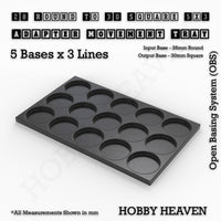 Round to Square Movement Trays Adapters for Tabletop Games
