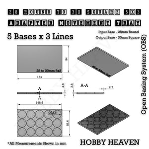 Round to Square Movement Trays Adapters for Tabletop Games