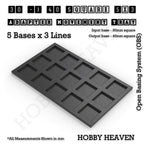 CGI render of the 30 to 40 mm square adapter, 5 × 3 formation, with 15 seats for 30 mm square bases.