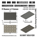 Technical drawing of the 30 to 40 mm square adapter, 5 × 3 formation: 204 × 124 mm overall, 4.8 mm tall.